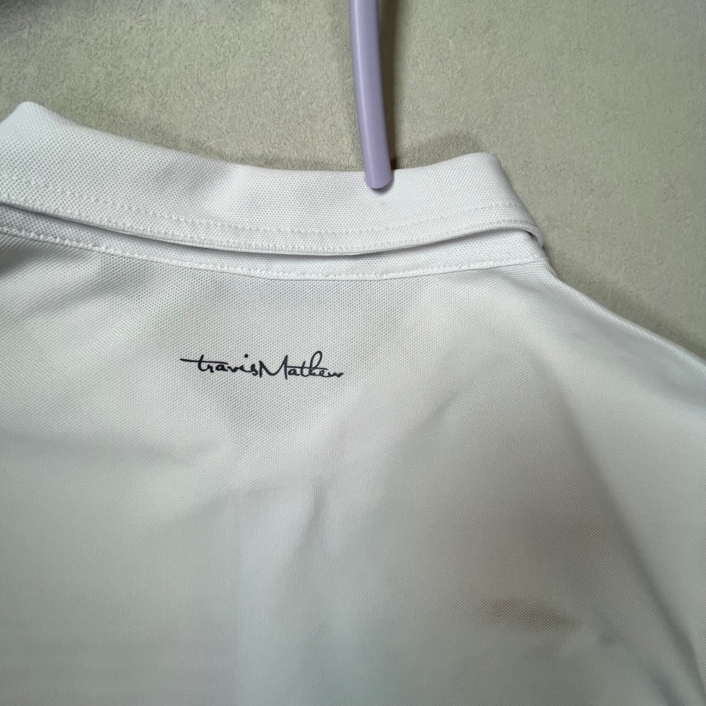 Travis‎ Mathew Polo Shirt Mens XXL White Stars Stripes Patriotic Golf Athleisure - Picture 8 of 11